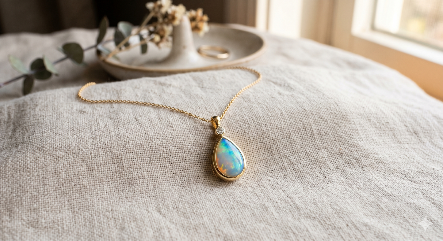 The Ethereal Teardrop Opal Pendant.