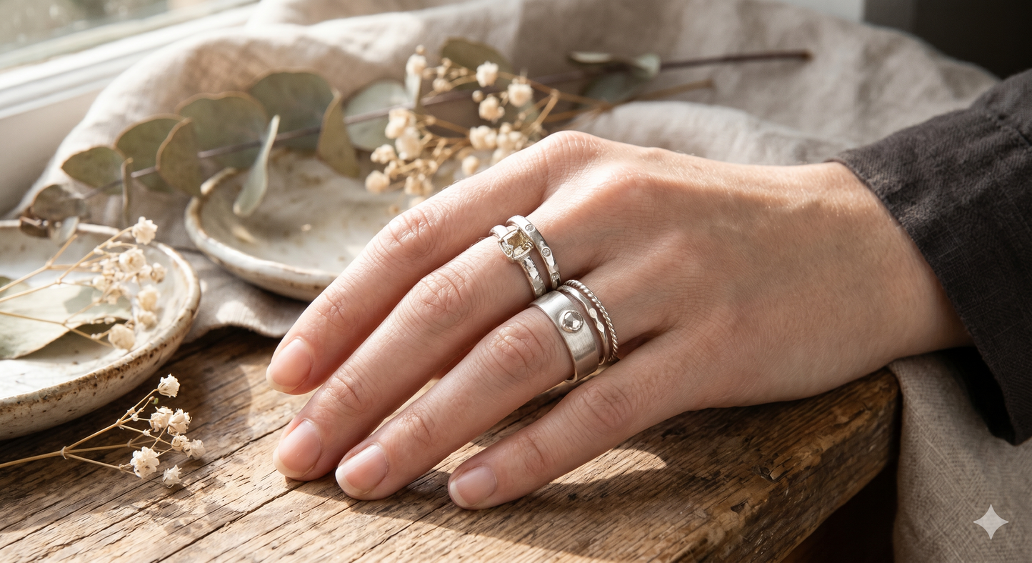 Luna Silver Layer Ring Set